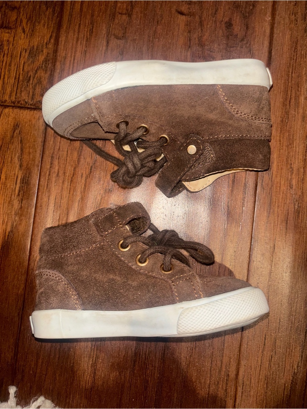 Janie & Jack Kids Brown Suede High-Top Sneakers 7T Boys